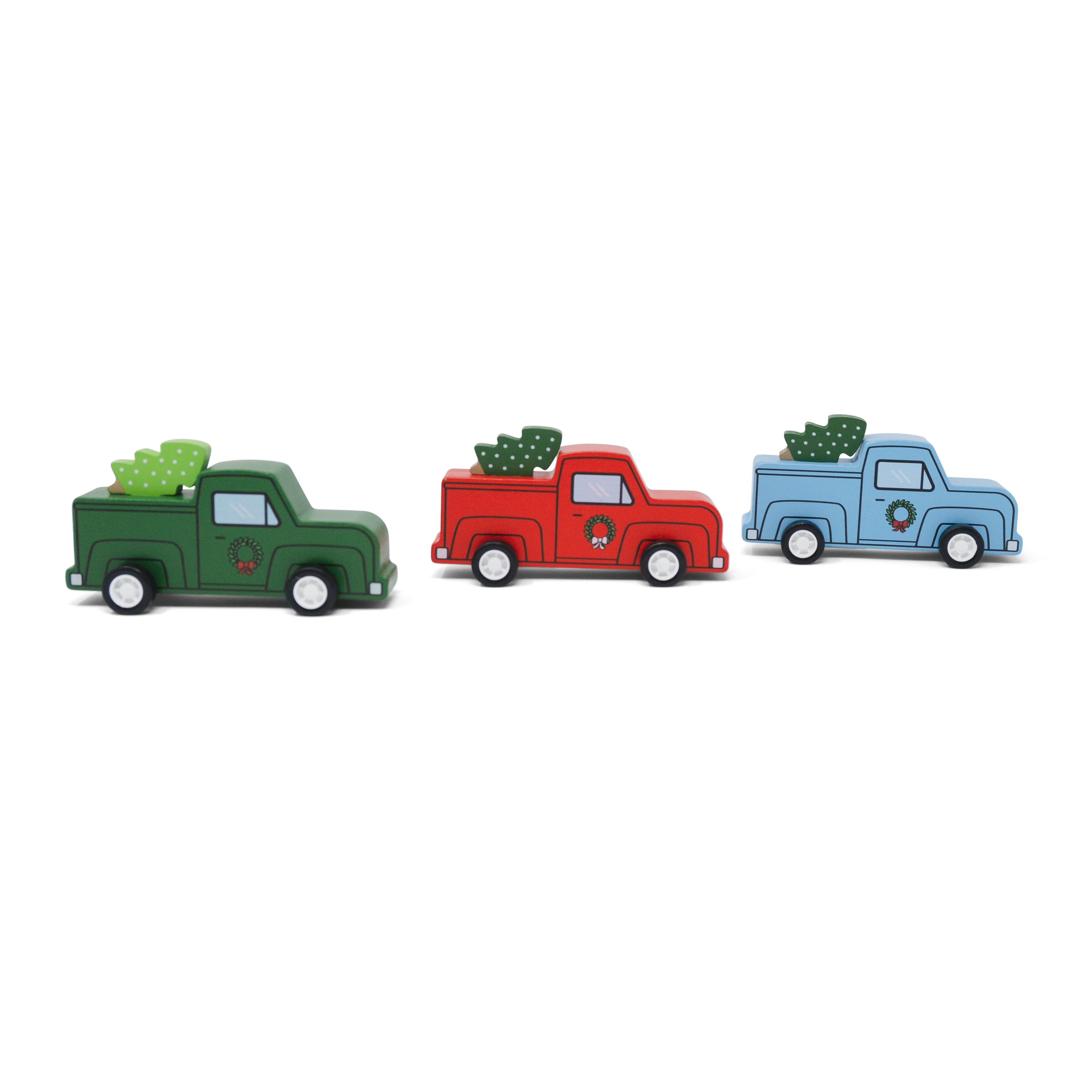 Pullback Christmas Truck w/ Tree set of 3