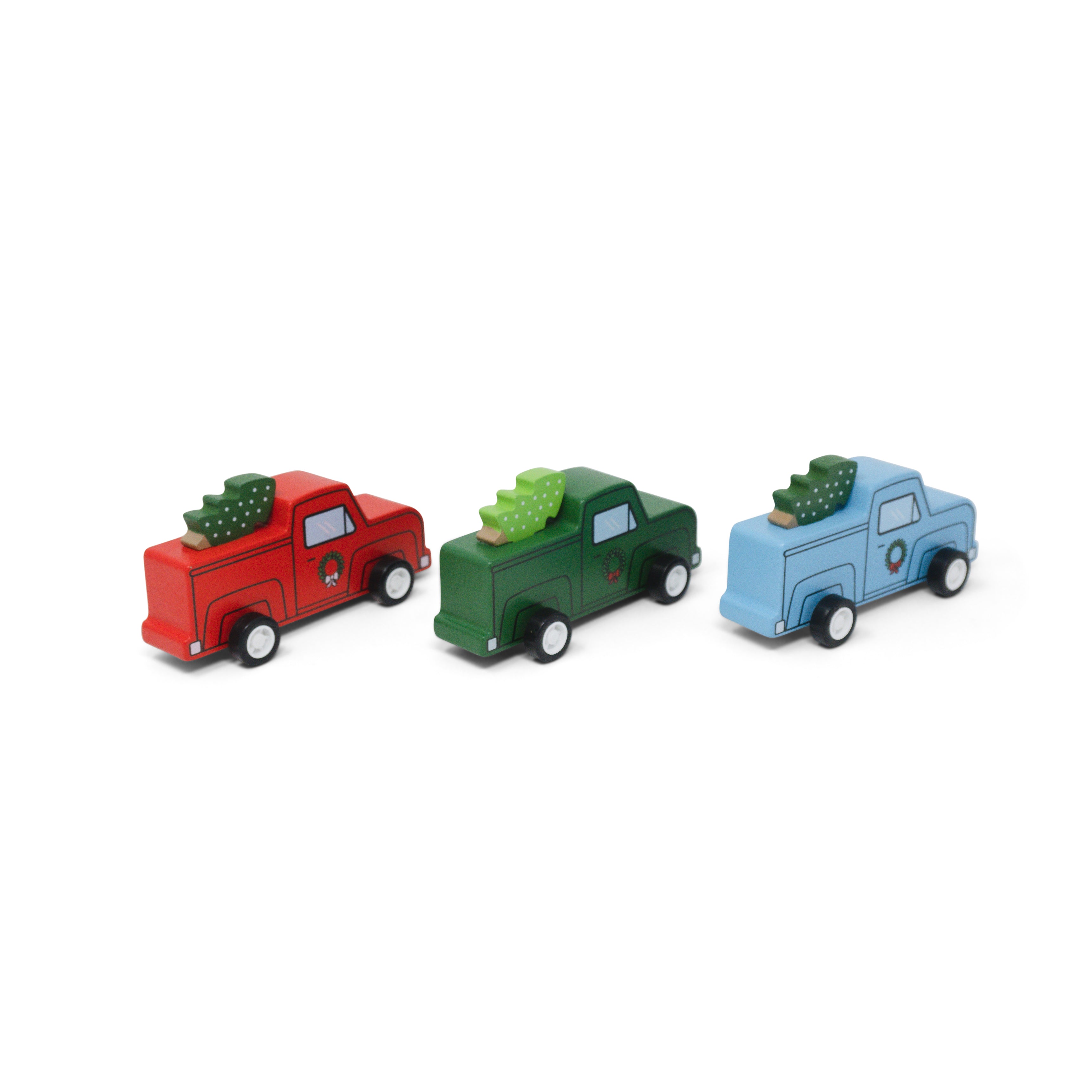 Pullback Christmas Truck w/ Tree set of 3