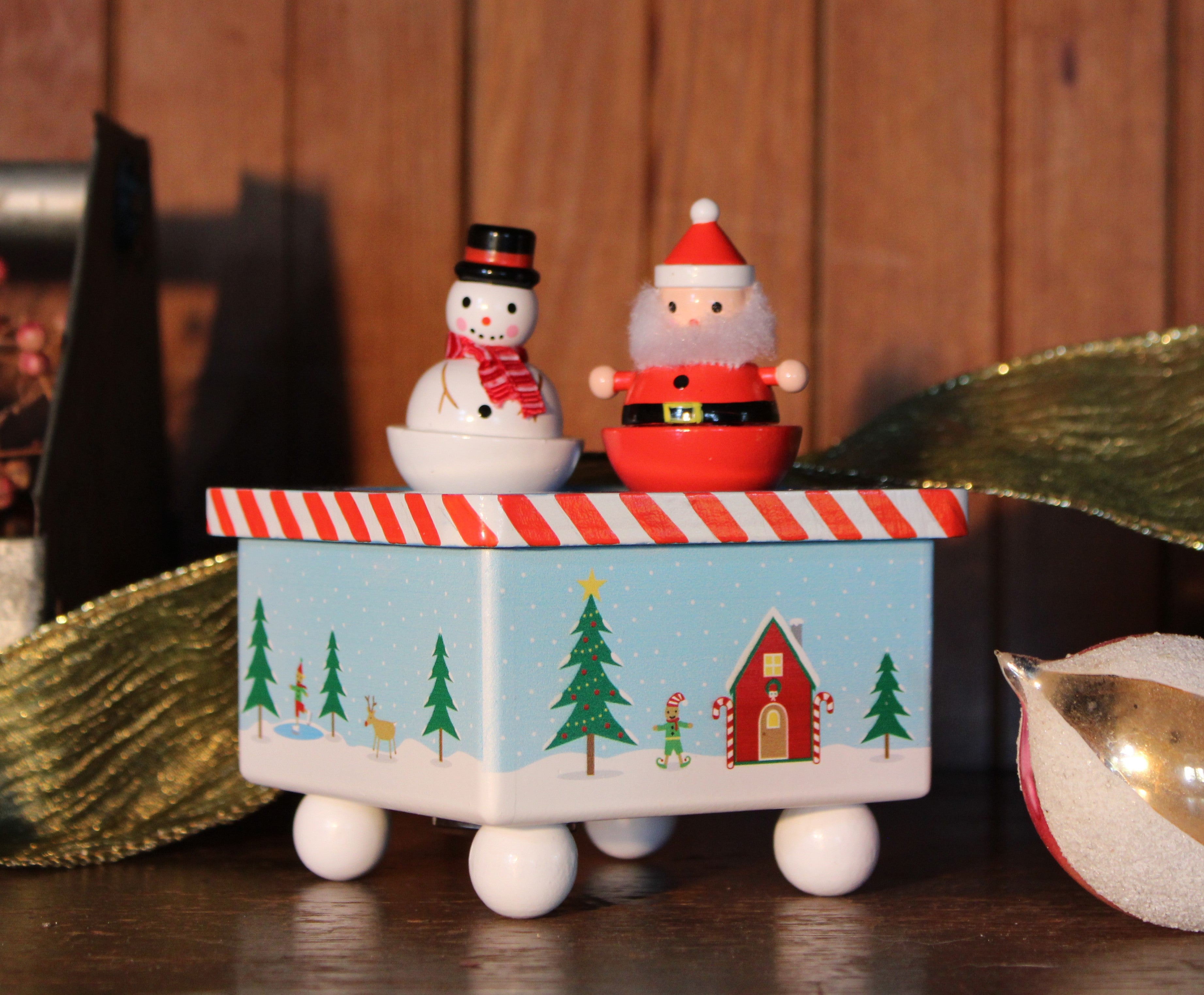 Dancing Santa & Frosty Music Box