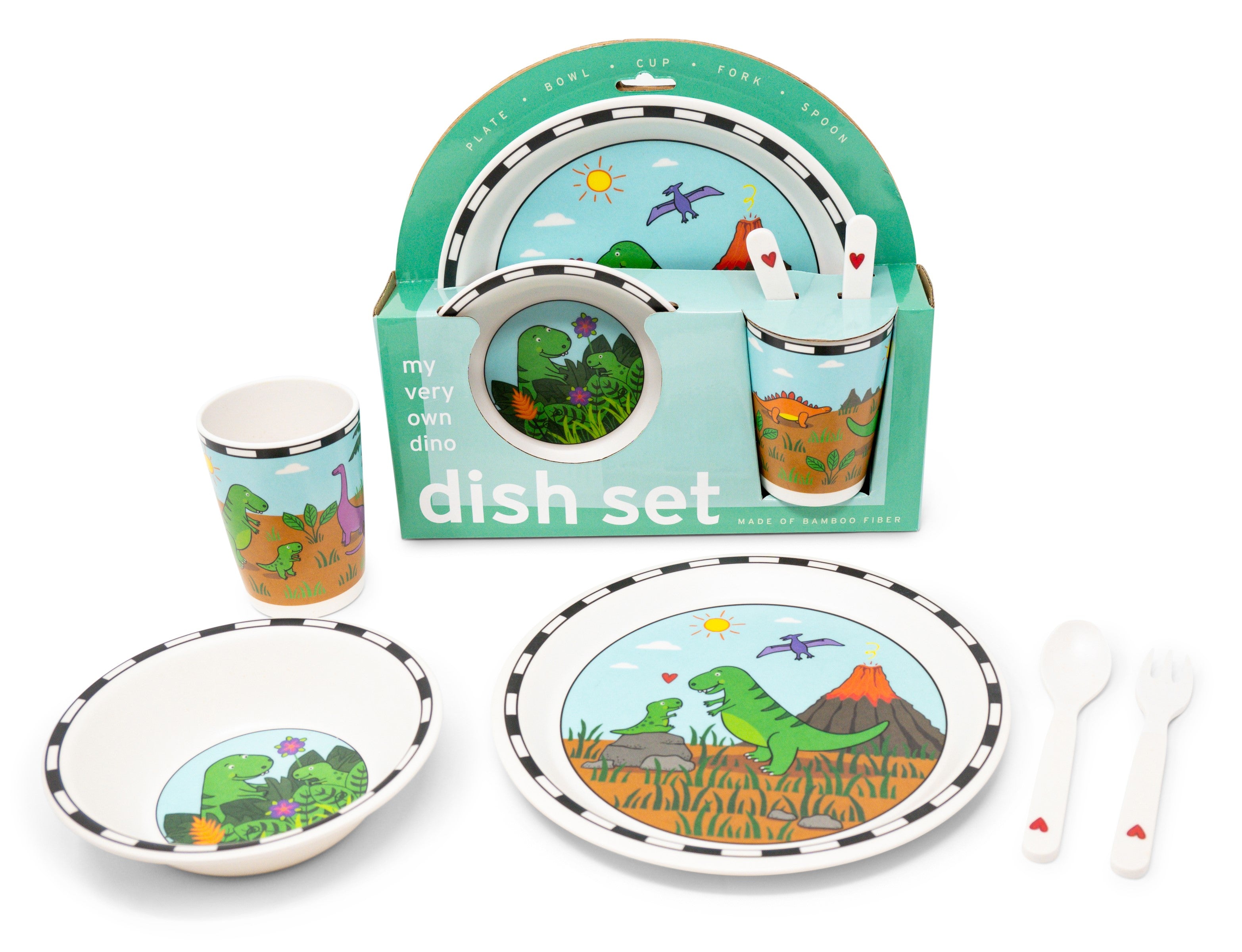 Bamboo Dish Set - Dino