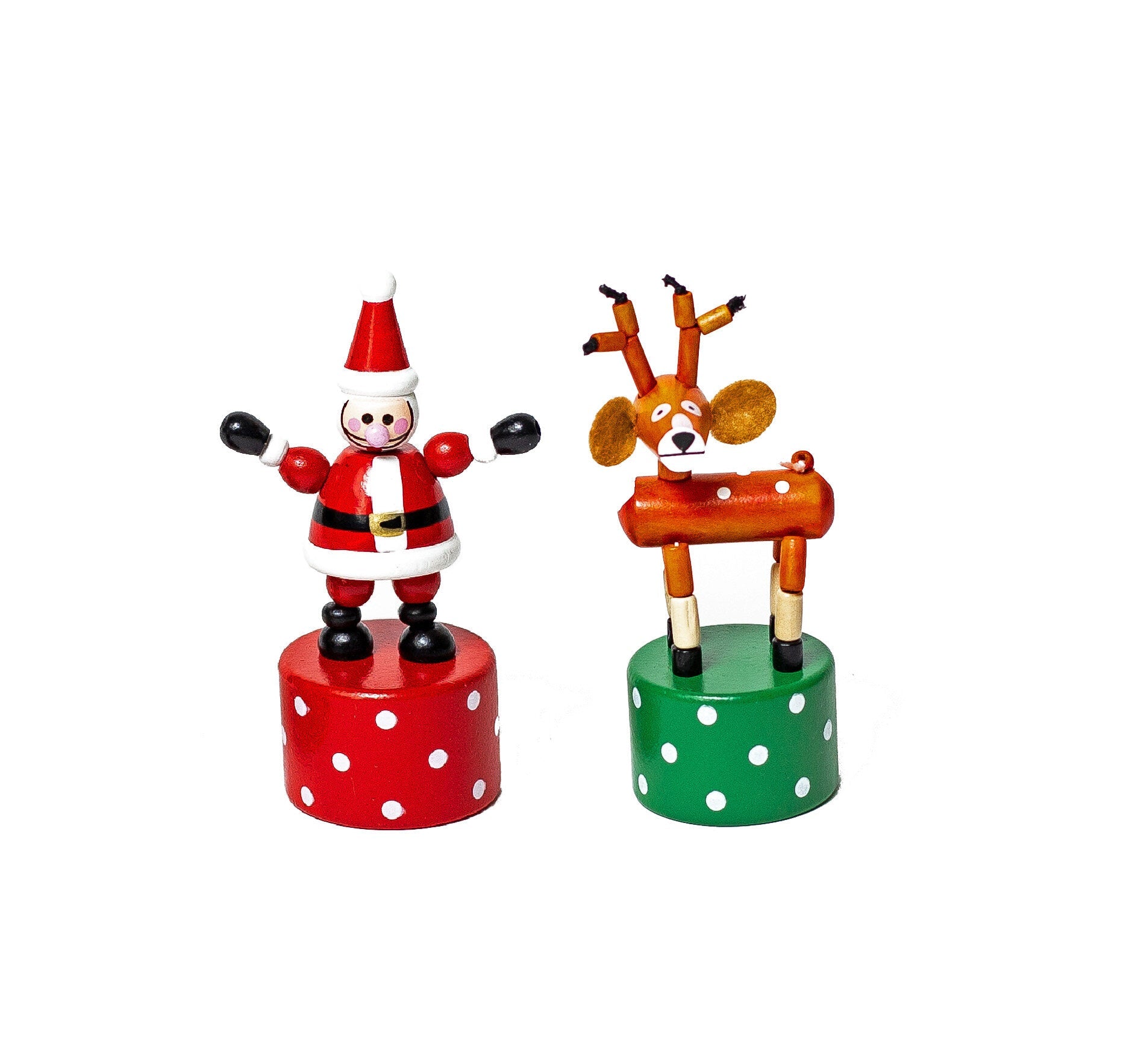 Santa & Reindeer Push Puppets - Set of 2