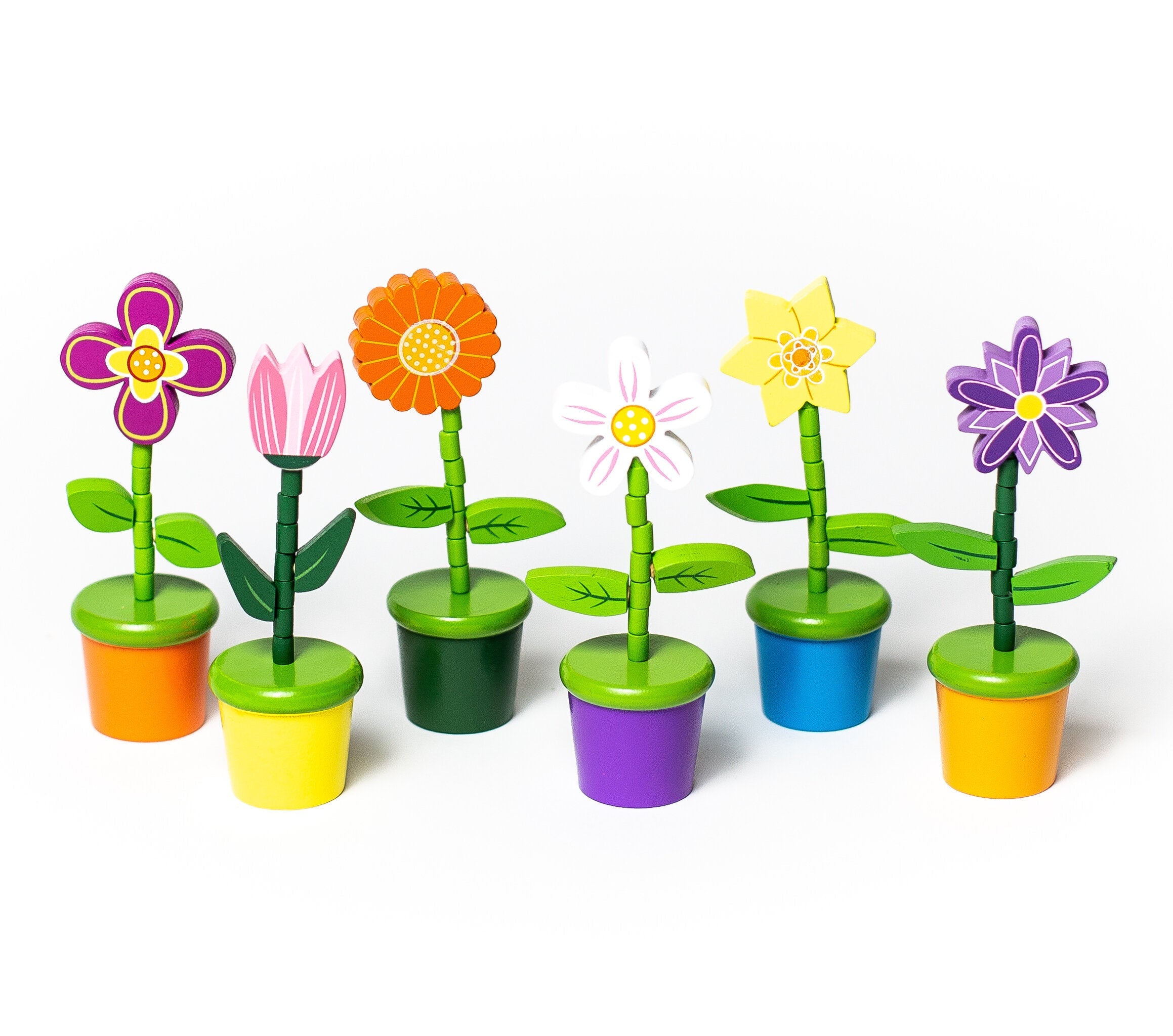 Flower Push  Puppets - Set of 6