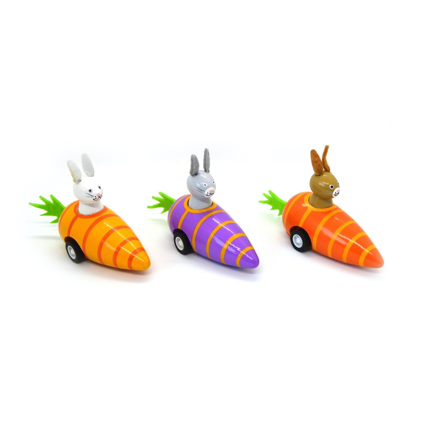 Carrot Bunnies - Pull Back Bunnies in Carrots Set of 3