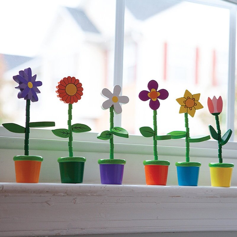 Flower Push  Puppets - Set of 6